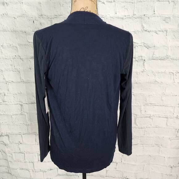 Ecru Cardigan top Sz S sweater navy long sleeve casual A31 - Picture 3 of 4